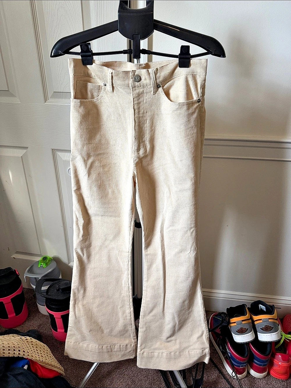 Venus Corduroy Flare Pants in ivory White